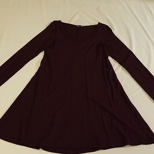 Plum Flowy Long Sleeve Dress